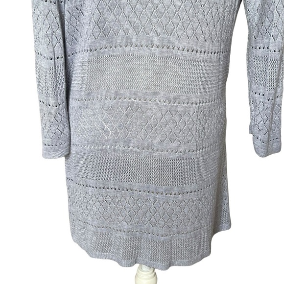 Croft & Barrow Pointelle Open Front Catdigan Sweater Women’s Size M Gray - Picture 5 of 7